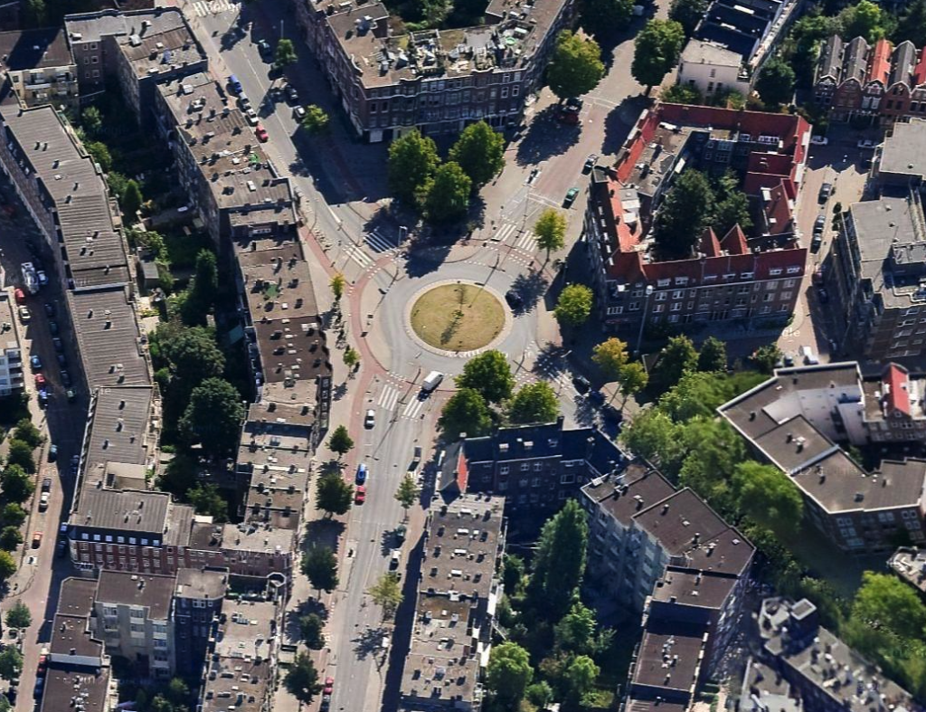 Roundabout in mixed use neighborhood in Rotterdam