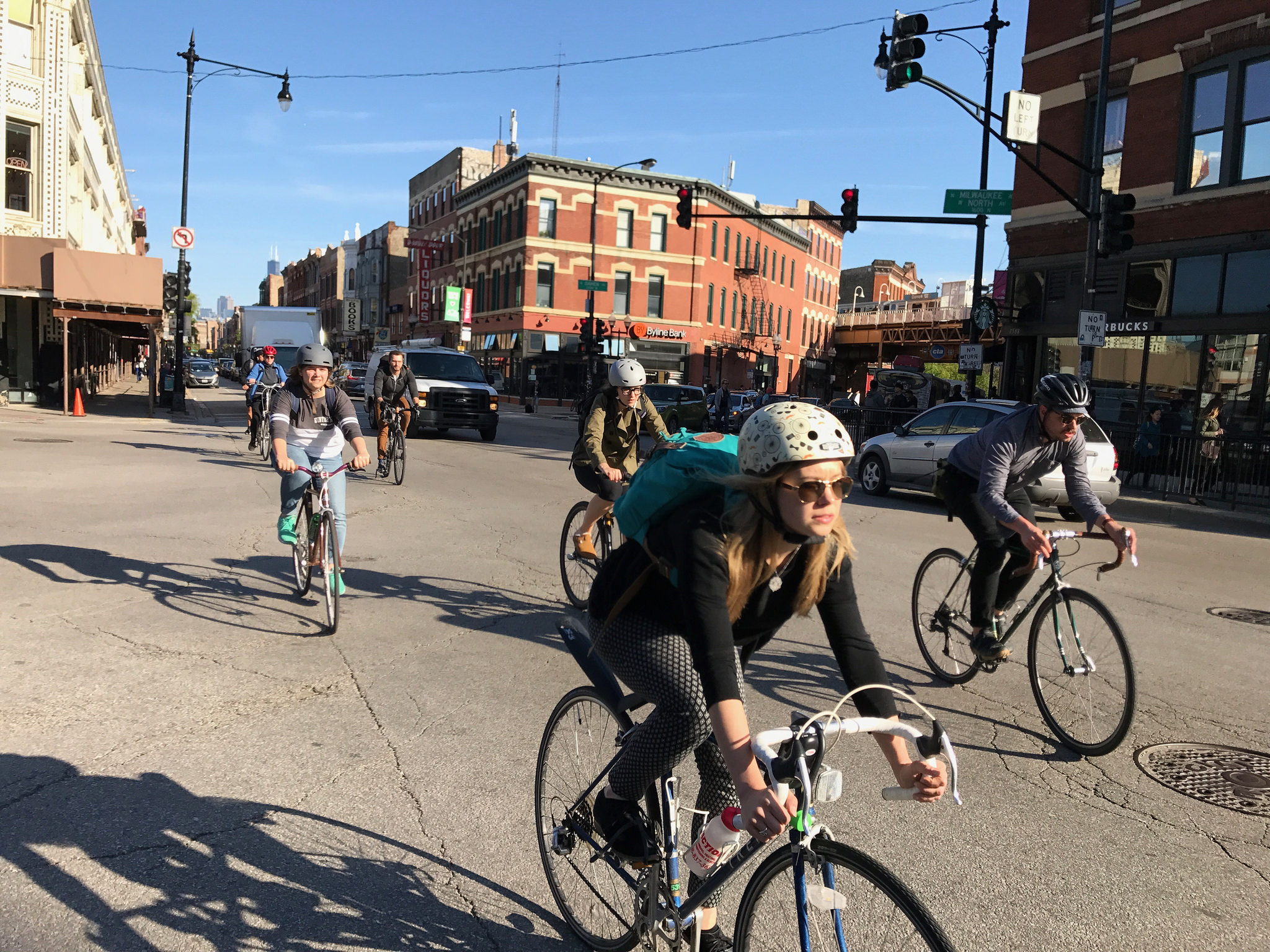 Rush hour bike traffic at the Crotch. Photo: John Greenfield