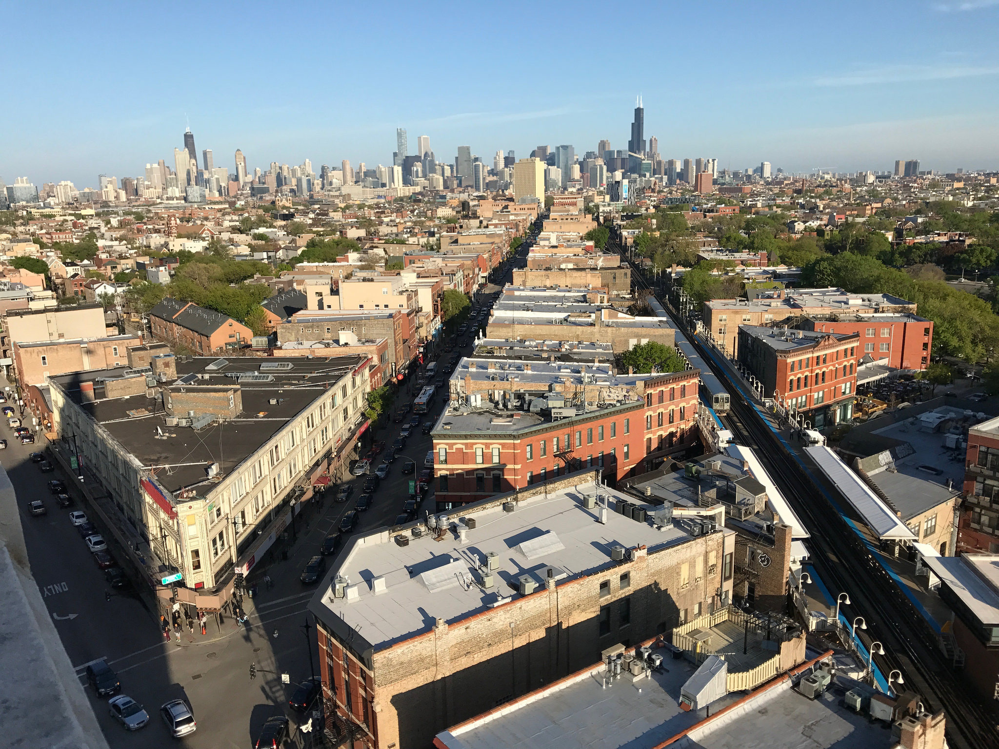 An aerial view of North/Damen/Milwaukee. Photo: John Greenfield