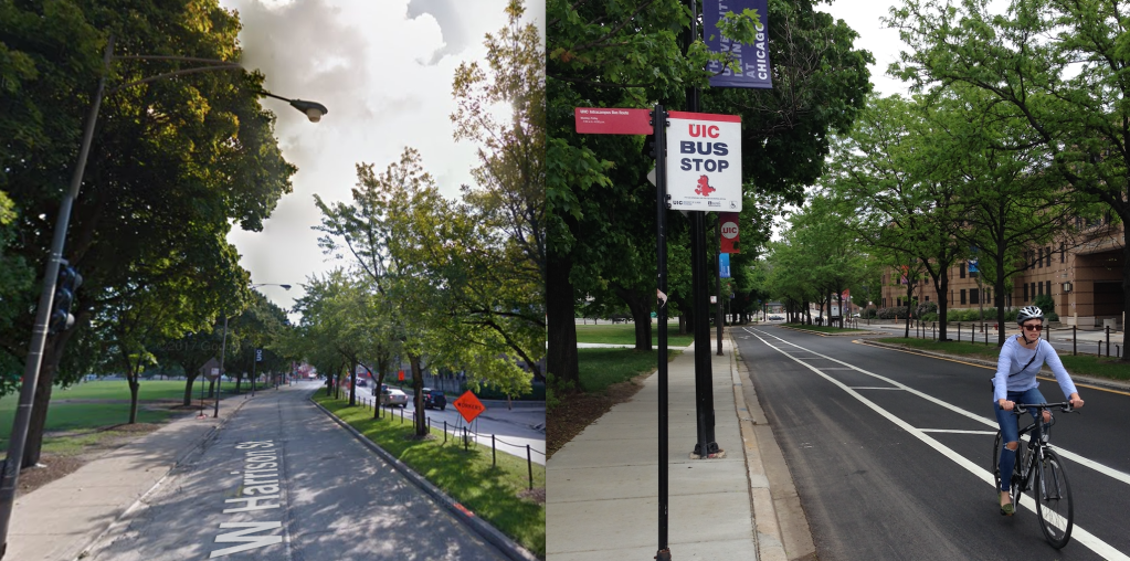Eyes on the Street: New Bike Lanes and Mid-Block Crossing on Harrison by UIC