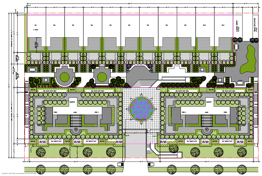 Ground floor plan, showing the curb cut on Malden.