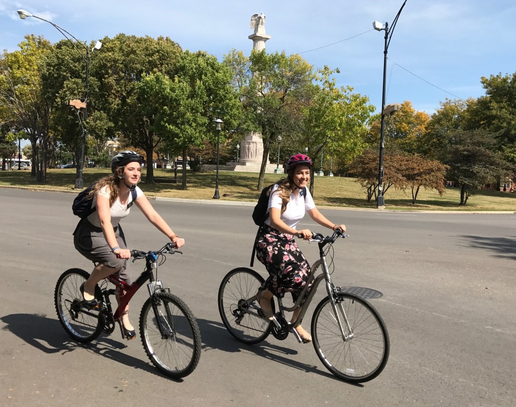 Female LDS Missionaries Talk About Proselytizing on Pedals
