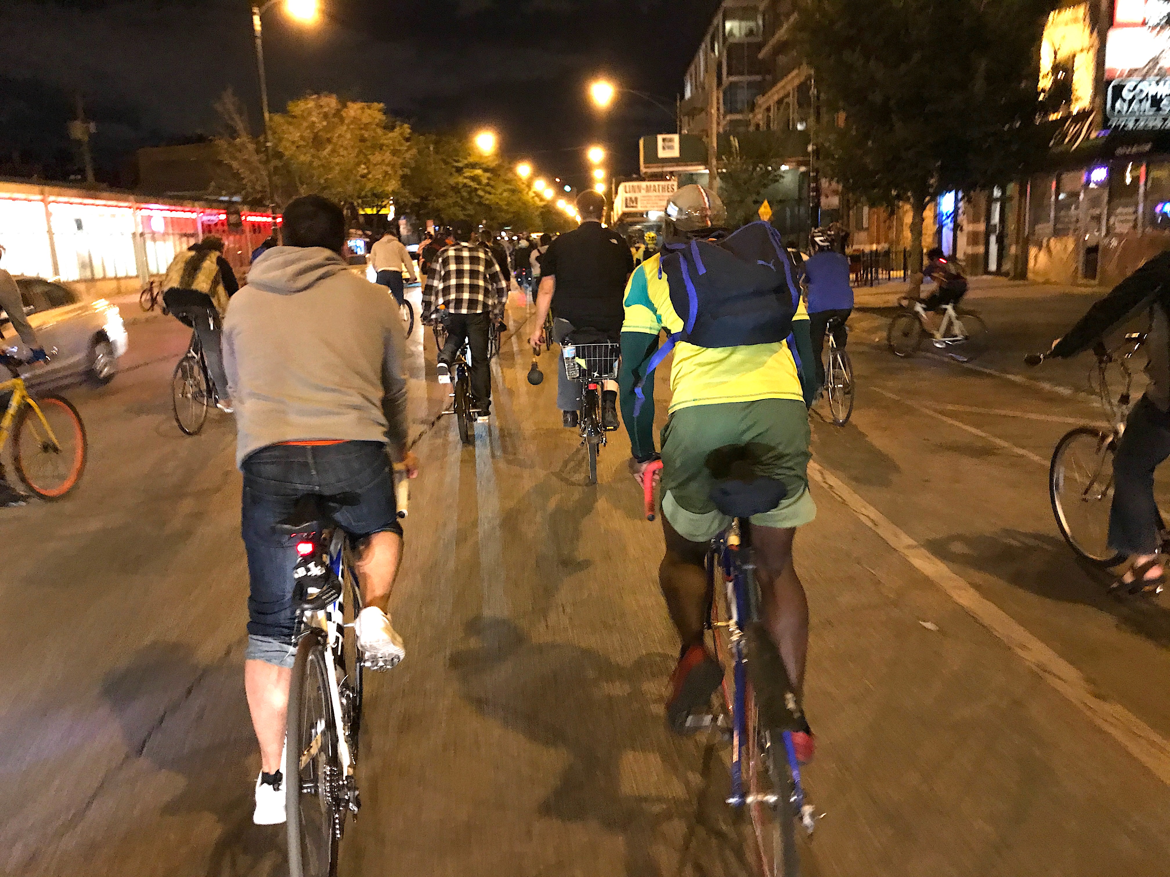 The anniversary ride on Division Street in Wicker Park. Photo: John Greenfield