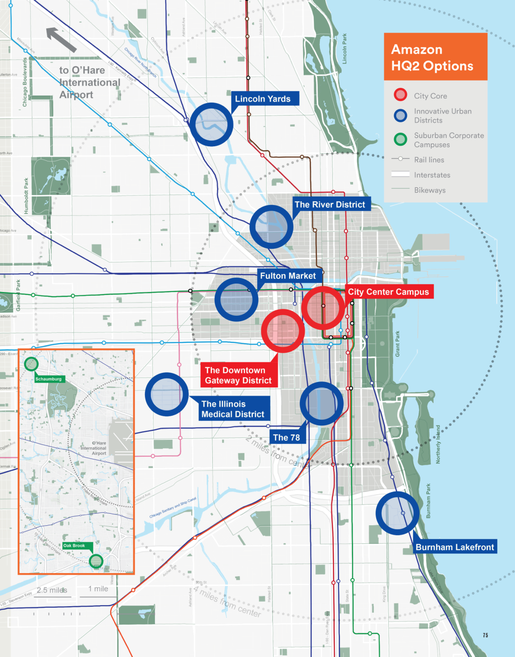 Suggested Sites for Amazon HQ2 Have Wildly Varying Transit & Bike Access