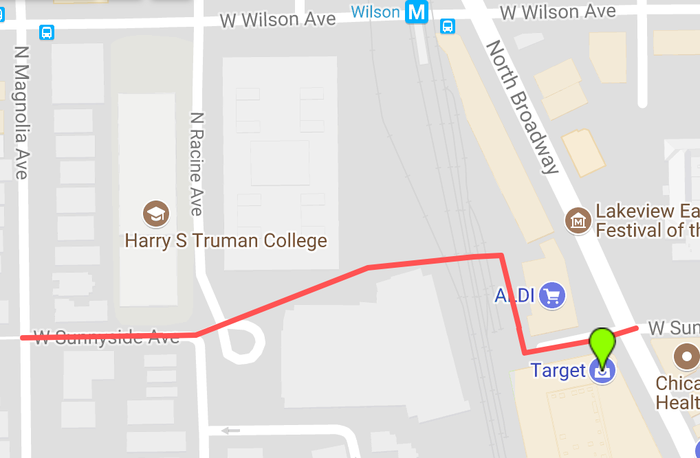 After the station project is finished, it will be possible to walk under the tracks by the Sunnyside entrance from the Truman campus to Broadway. Image: Google Maps
