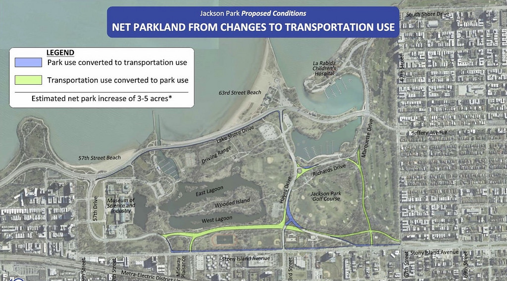 The City's proposal for changes to Jackson Park roads. Image: CDOT