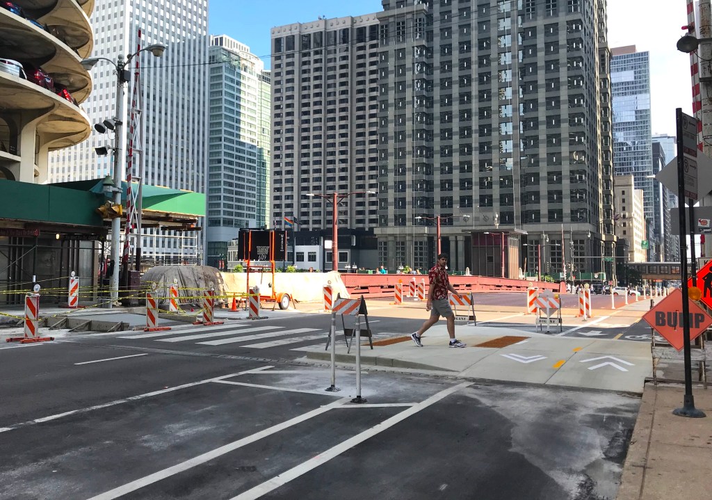 Eyes on the Street: A New Raised Crosswalk on the Dearborn Protected Lane