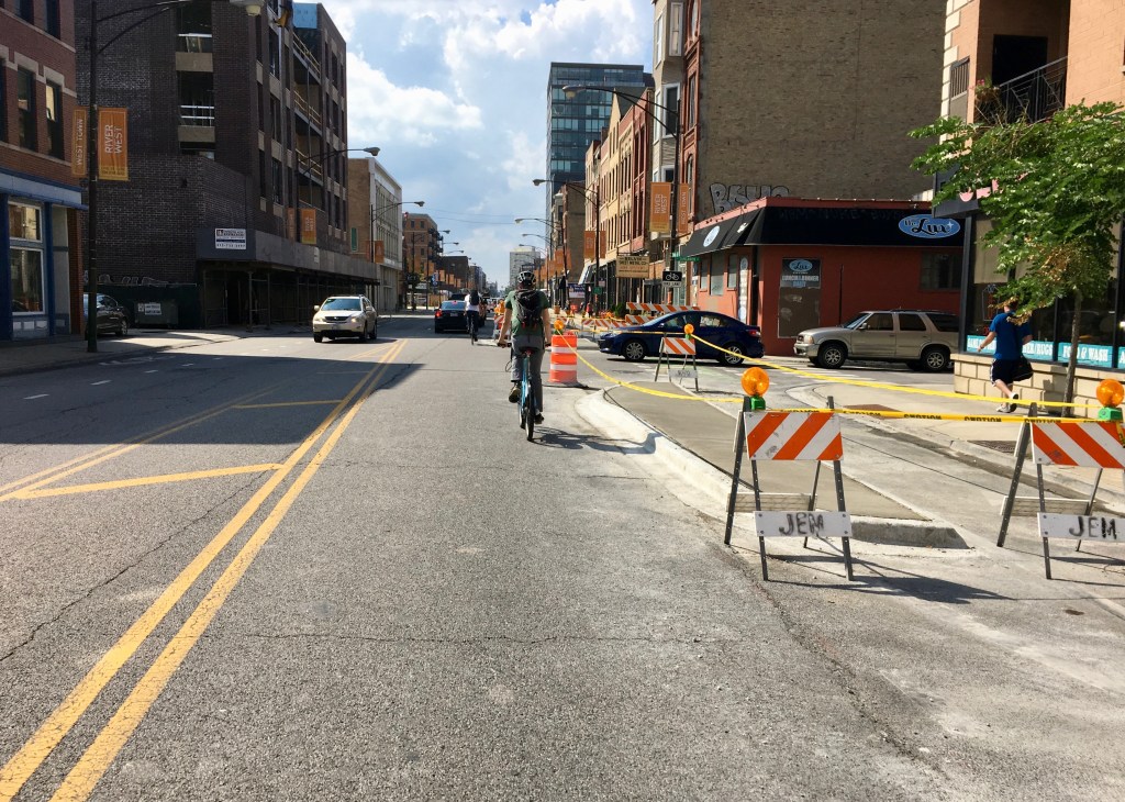 Eyes on the Street: Construction Crews Pour New Concrete on Milwaukee Bike Lane