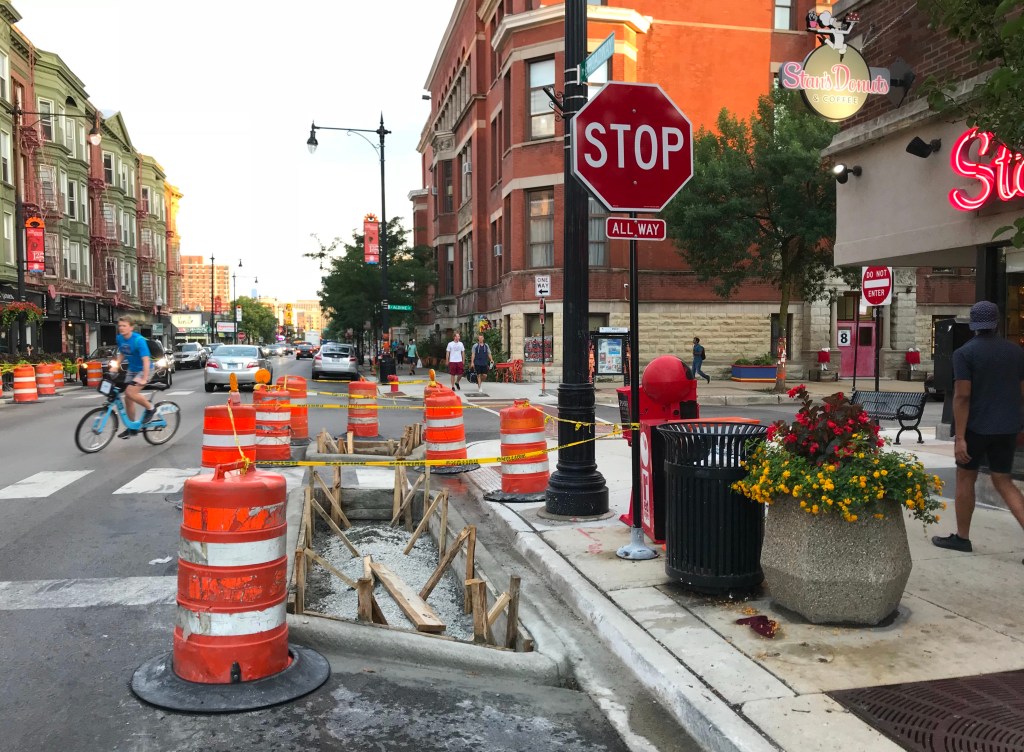 Eyes on the Street: Roscoe and School/Aldine Greenway Begins to Take Shape