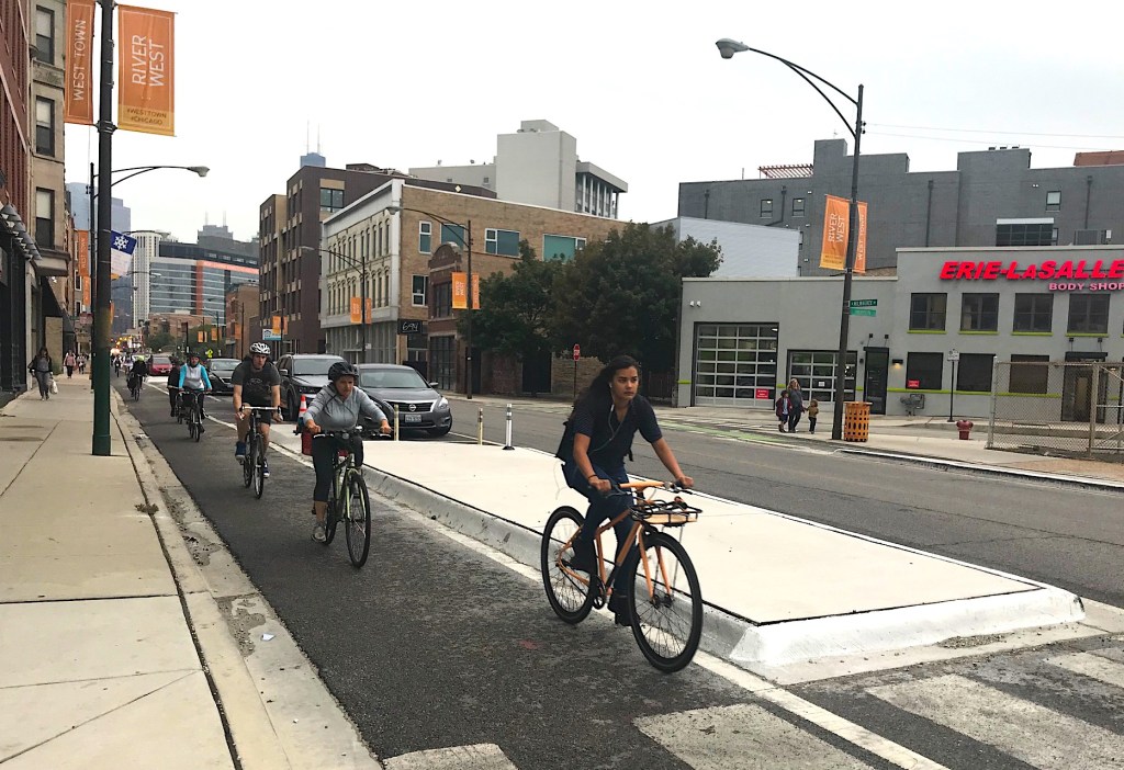 Eyes on the Street: Concrete Protection on the Milwaukee and Elston Protected Lanes