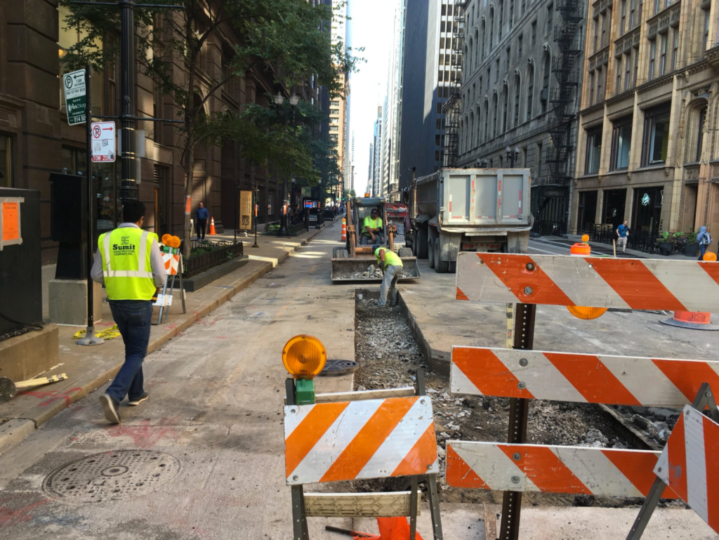 The Dearborn Protected Bike Lanes Is Getting More Concrete Curb Protection