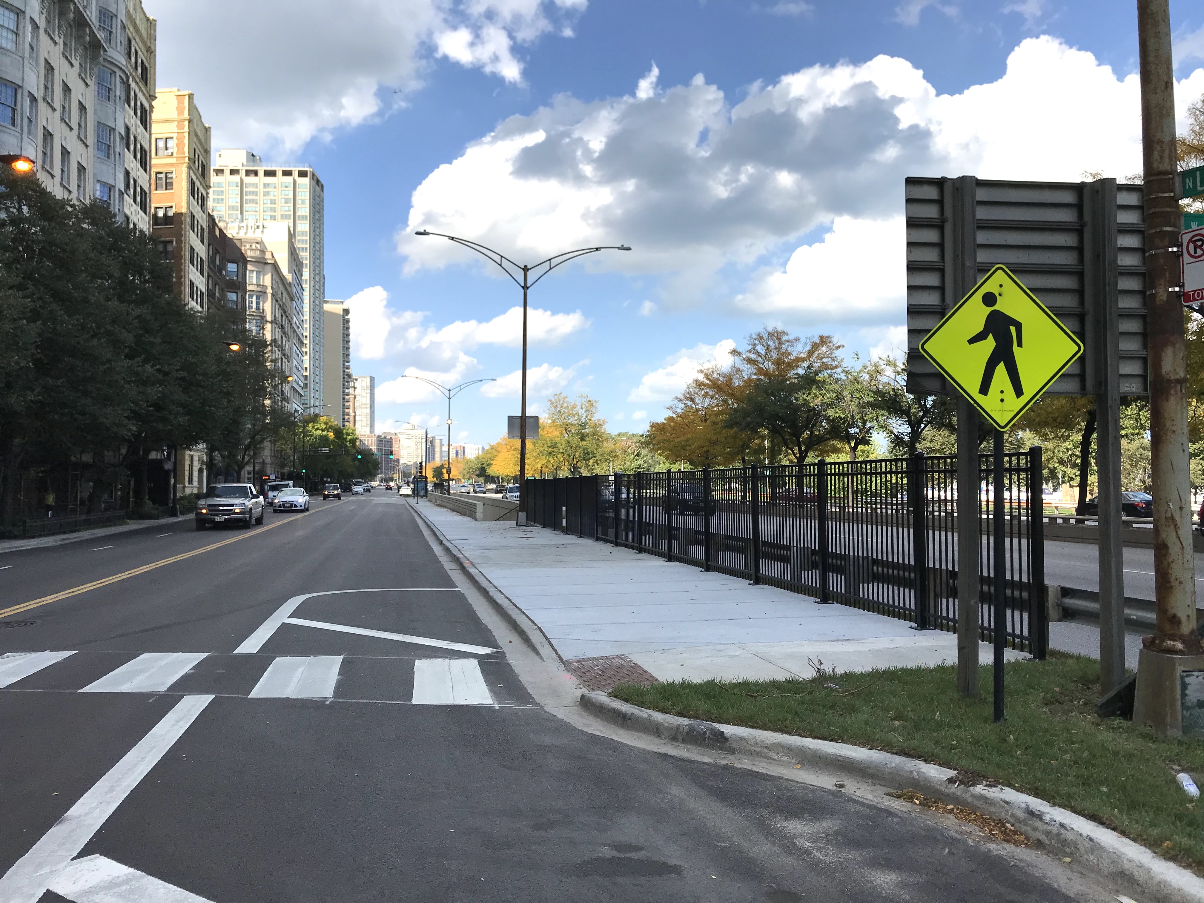 The new wider sidewalk on the east side of the Inner Drive. Photo: John Greenfield