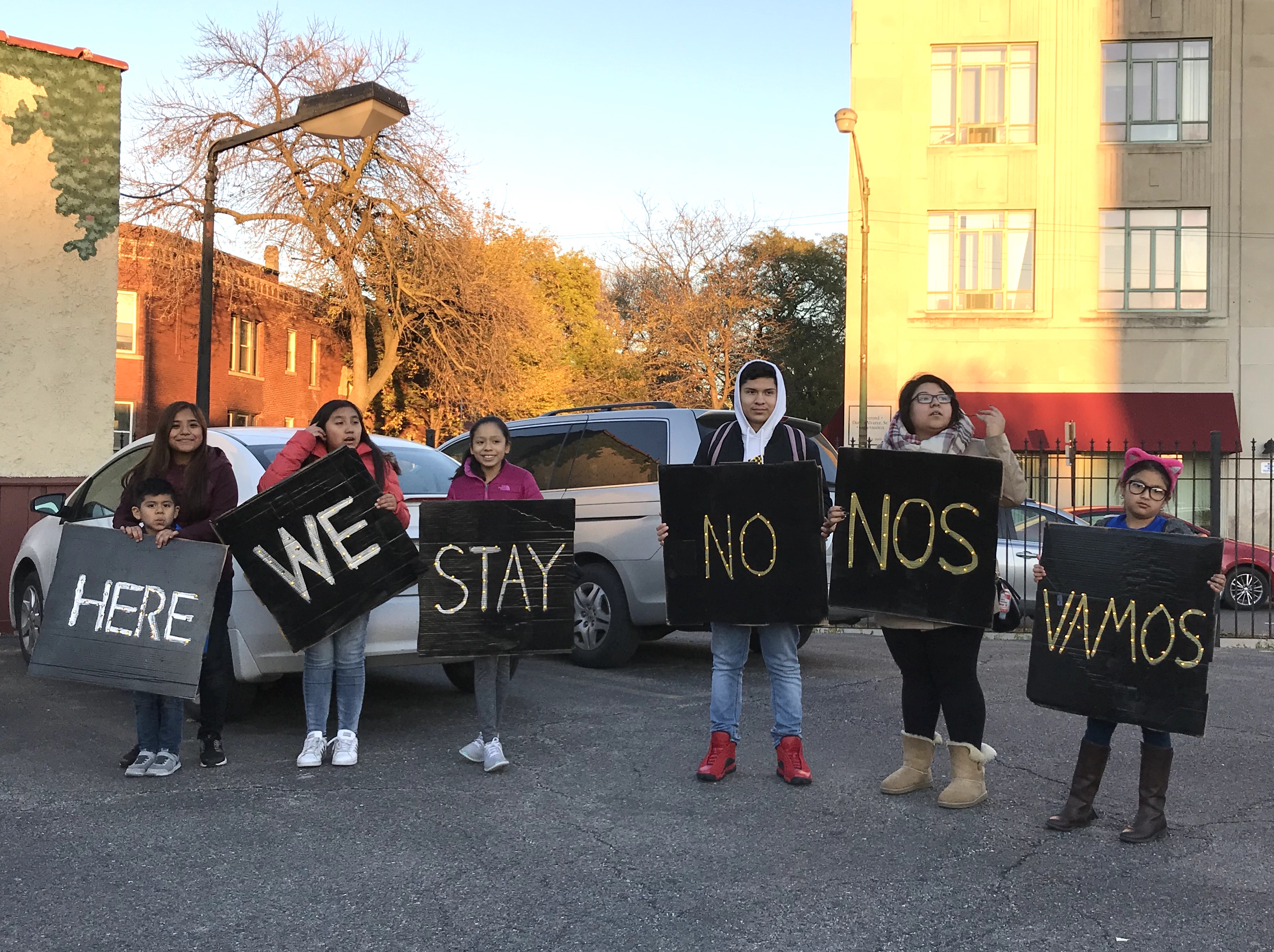 "Here we stay -- We're not leaving." Photo: Lynda Lopez