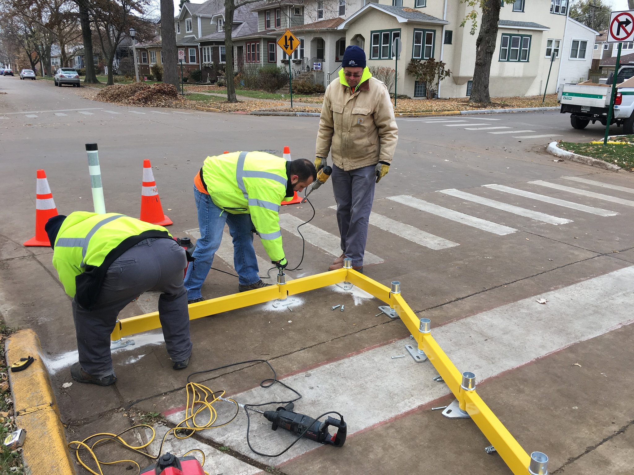 Installing the railings. Photo: Jason Jenkins