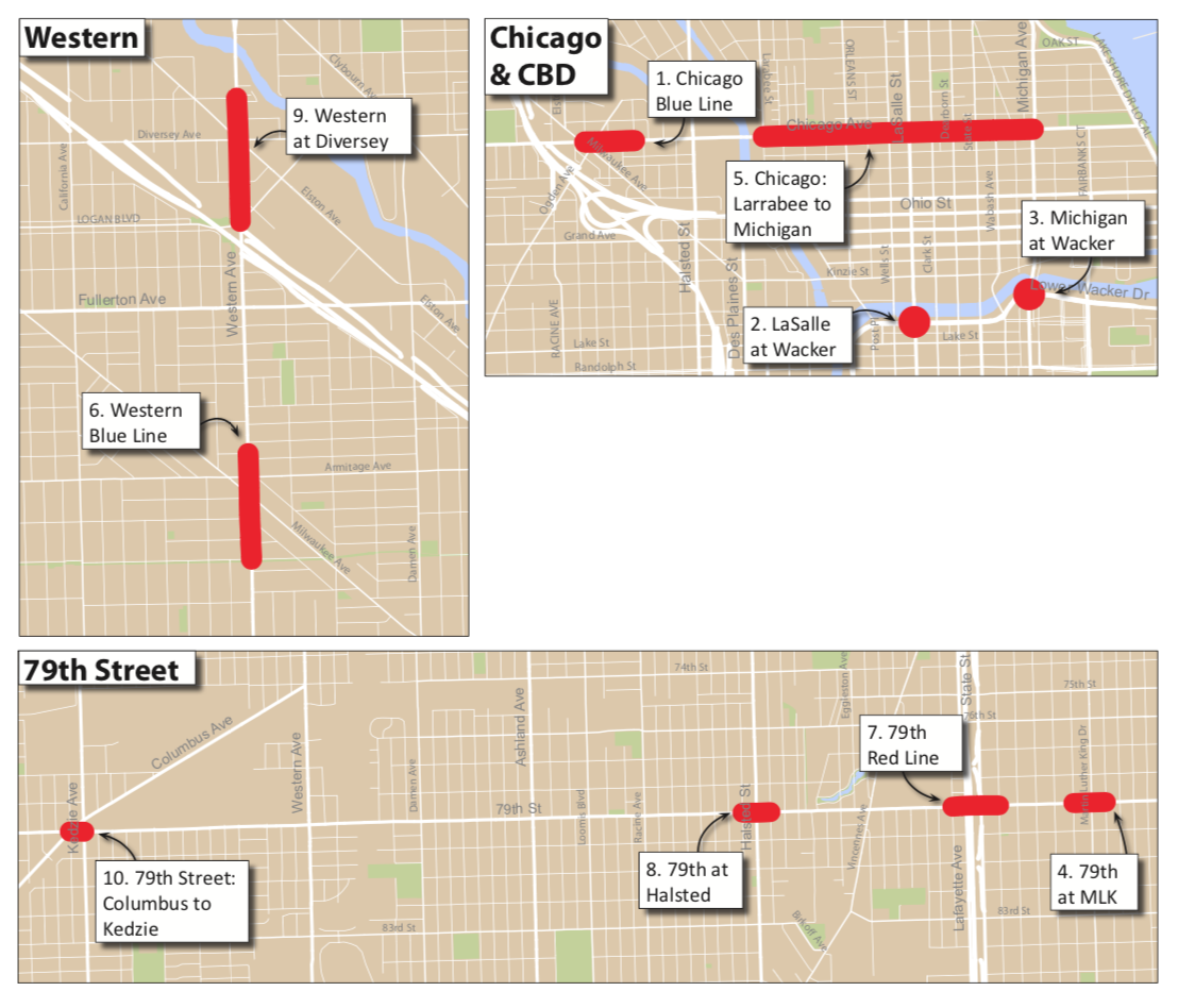 The project areas.