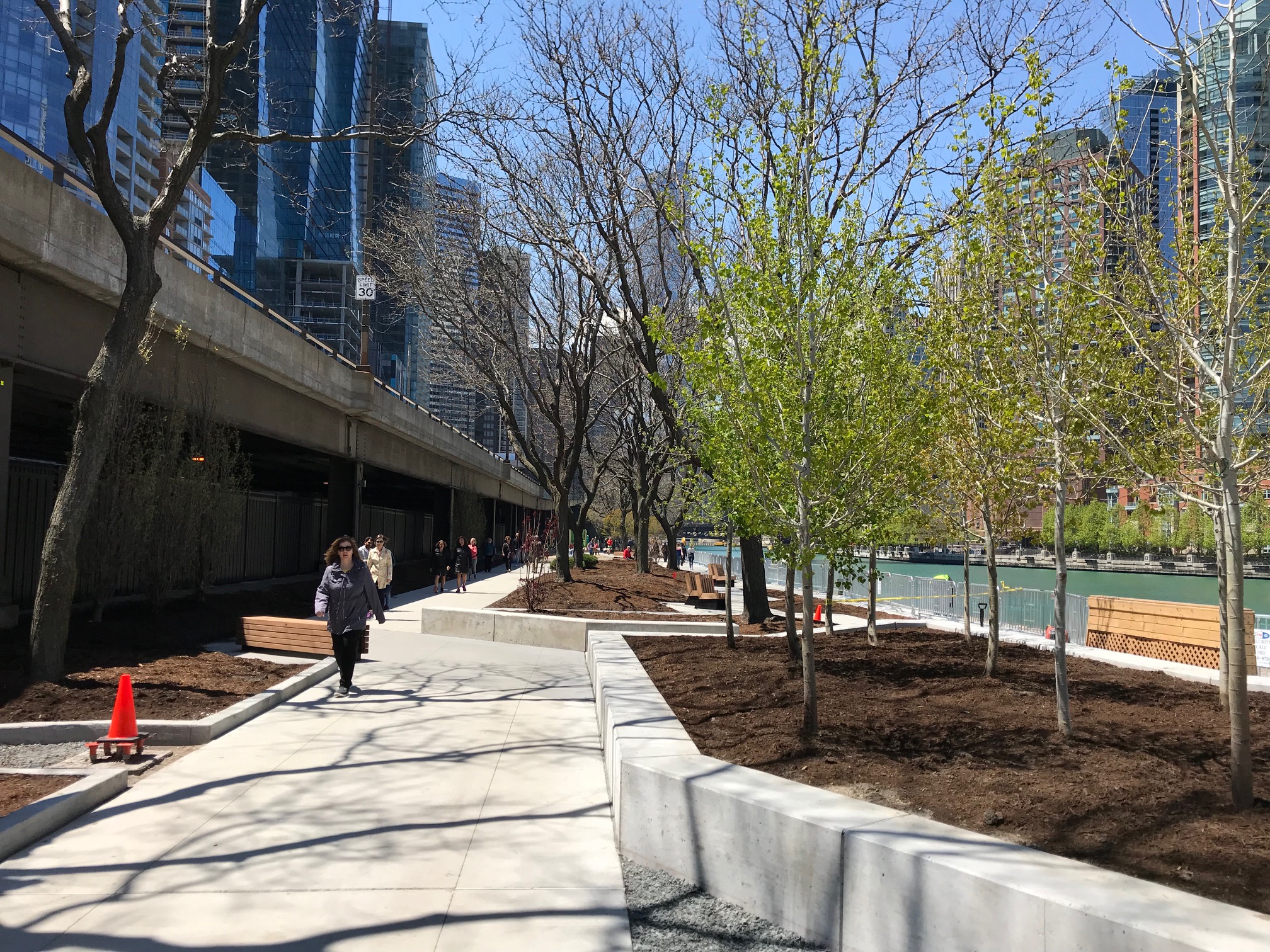 The zigzagging route of the new concrete path makes cycling awkward. Photo: John Greenfield