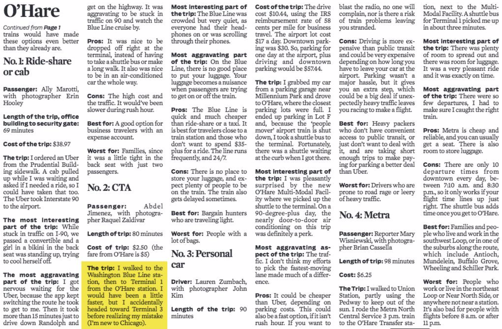 Excerpt from the print edition of the Tribune article, including the key passage omitted from the online version in yellow. Image via Dennia McClendon