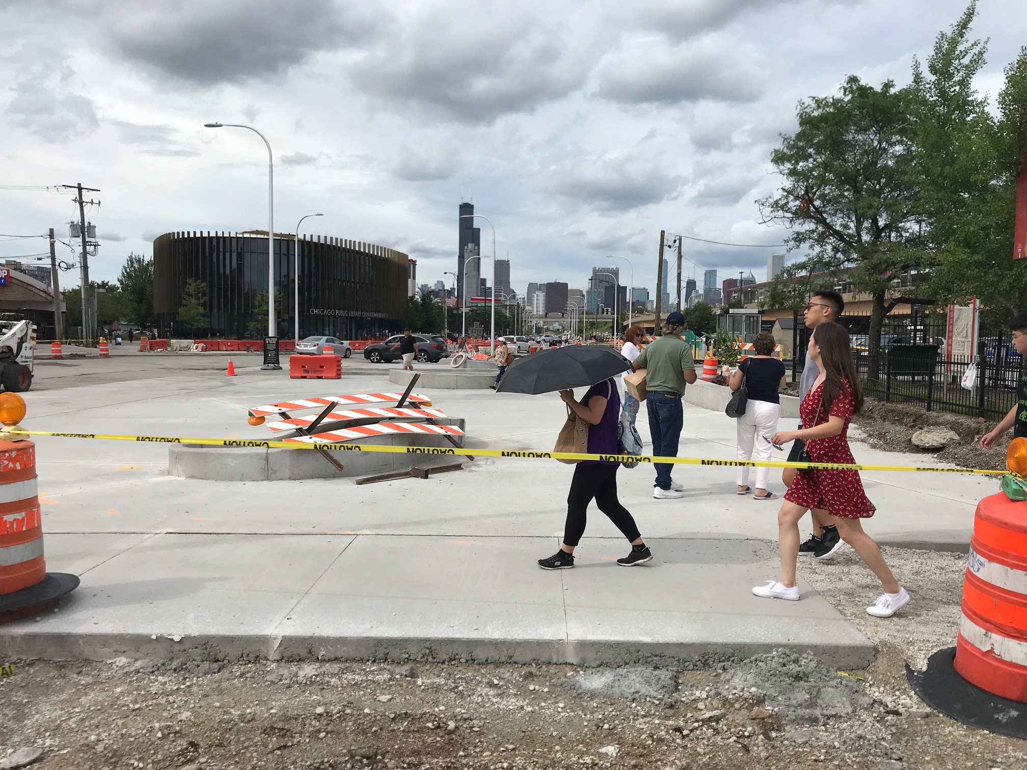 The underer-construction plaza at Cermak and Wentworth in Chinatown. Photo: John Greenfield