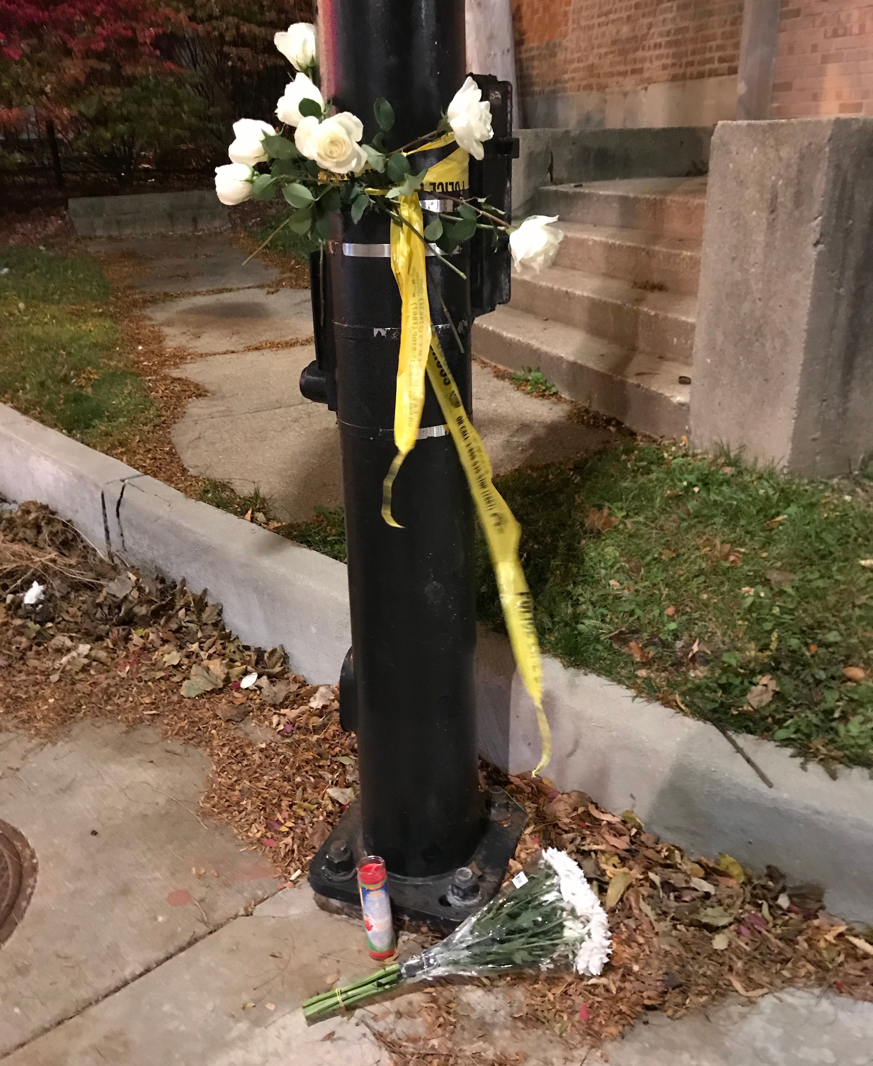 Flowers and a candle left by the crash site. Photo: John Greenfield