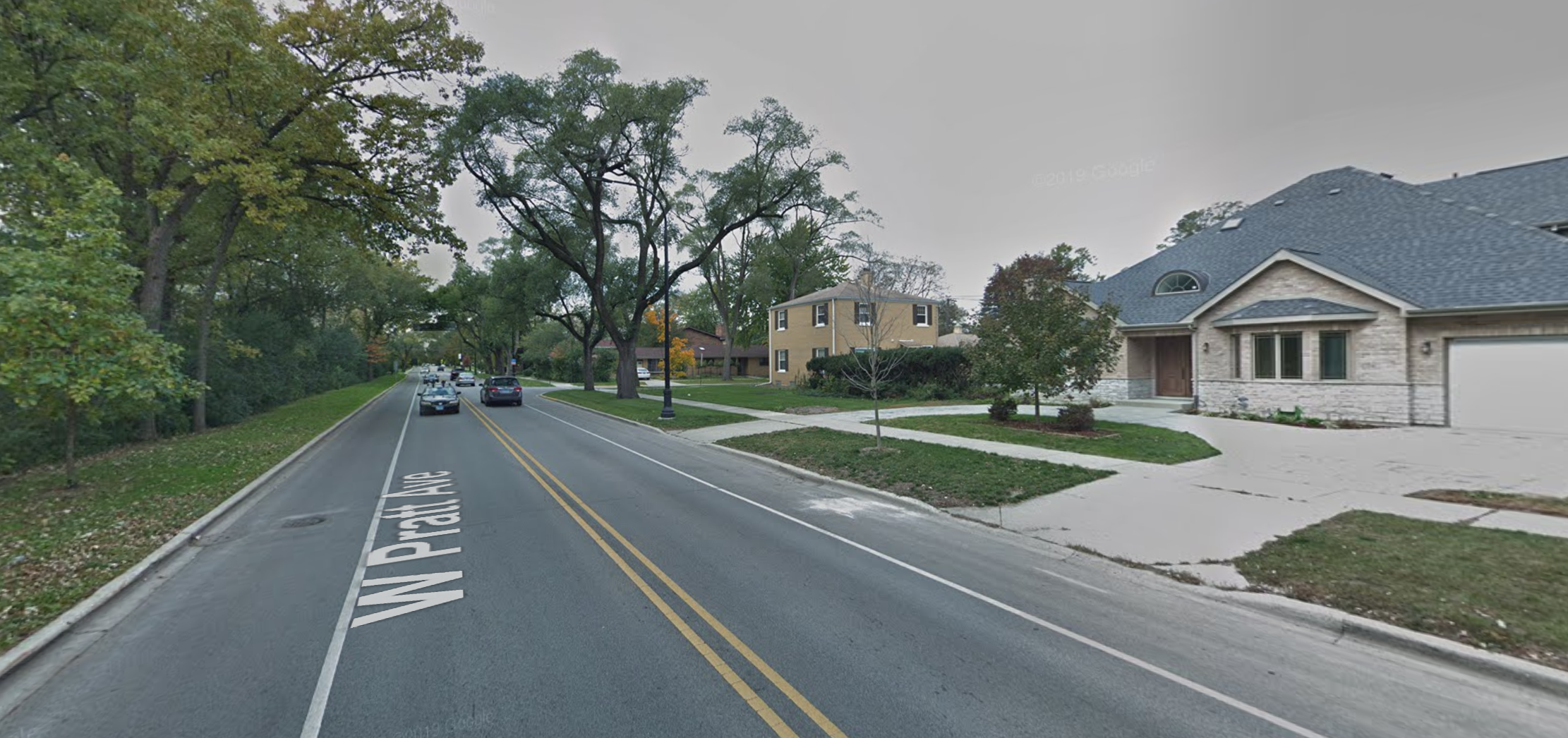 A stretch of Pratt Avenue adjacent to the Bryn Mawr Country Club. Image: Google Maps