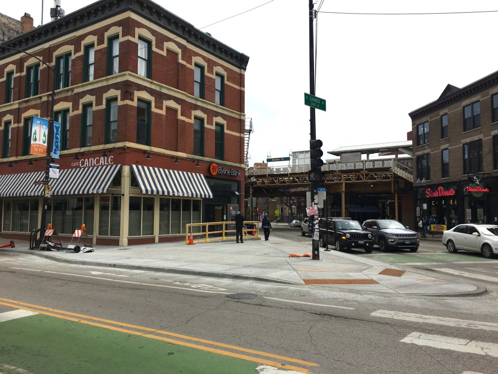 Eyes on the Street: The North/Damen/Milwaukee slip lane removal is now permanent