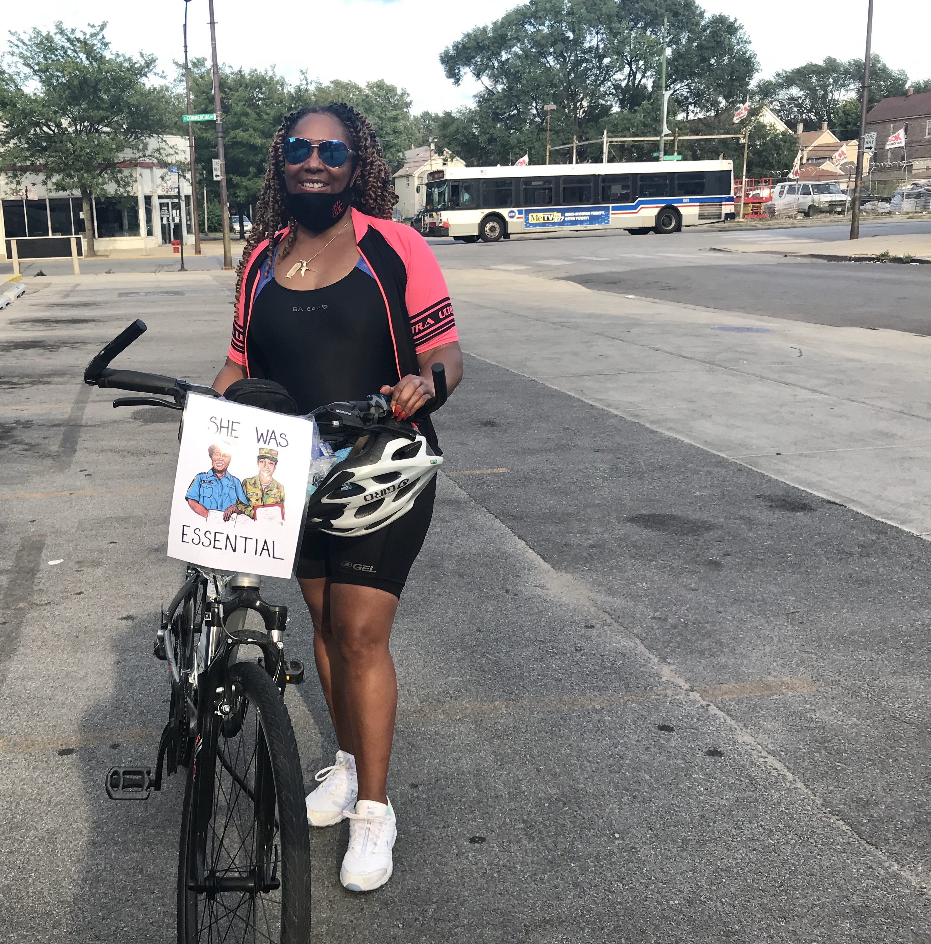 Debbie Donaldson posing for a photograph during a rest break.