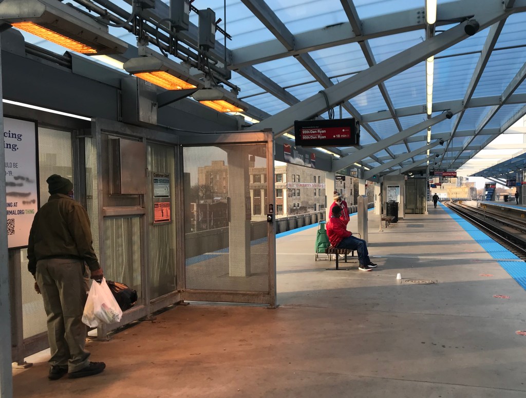 How can CTA riders stay warm while maintaining social distance?