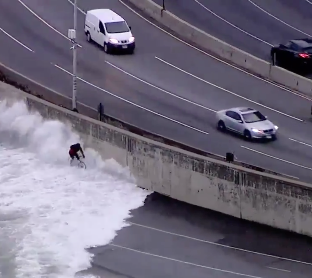 We are all that wave-tossed Lakefront Trail cyclist