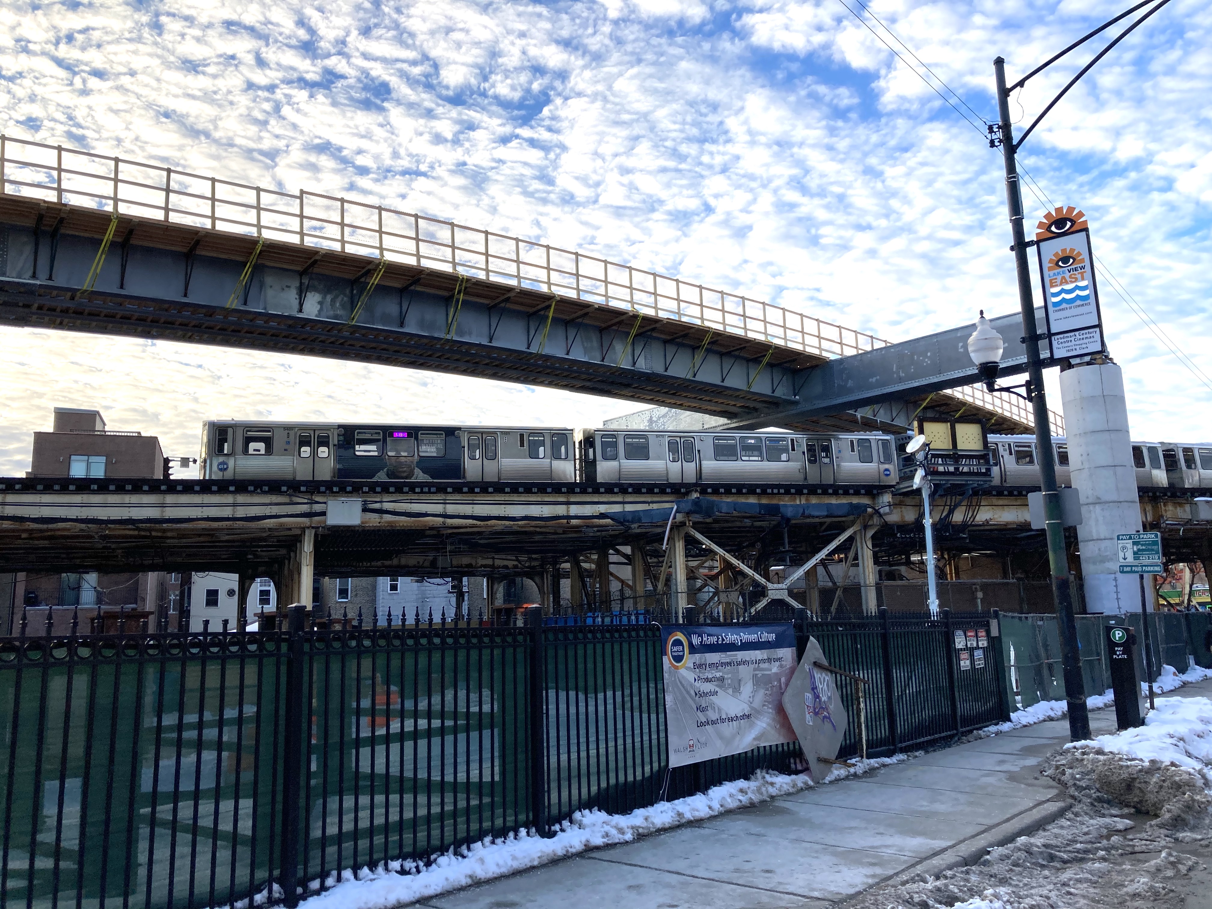 A train passes under the