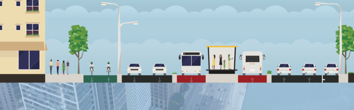 Rendering of an alternative layout for DuSable Drive from the Better Streets Chicago website.