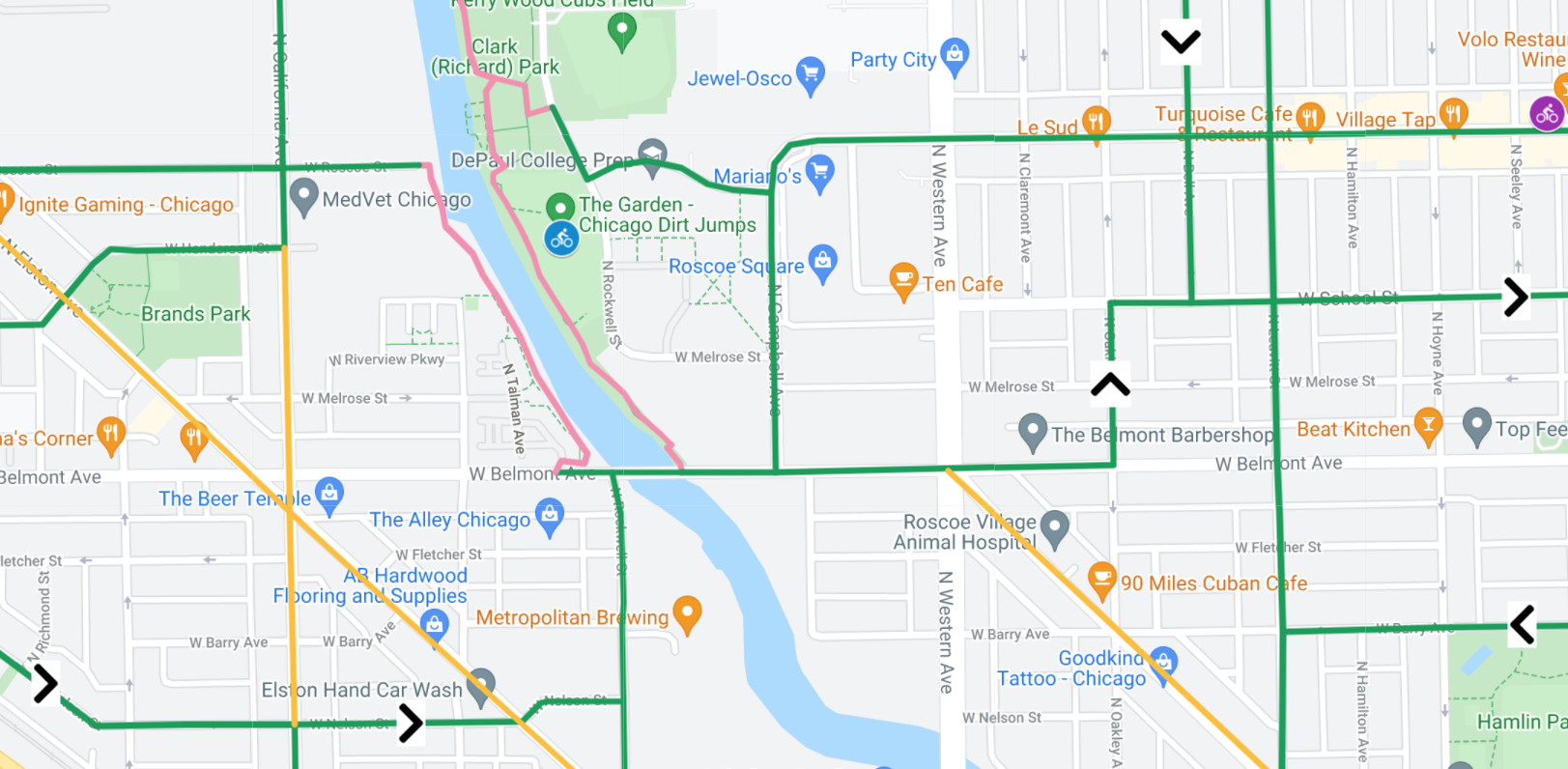Detail from the Mellow Chicago Bike Map.