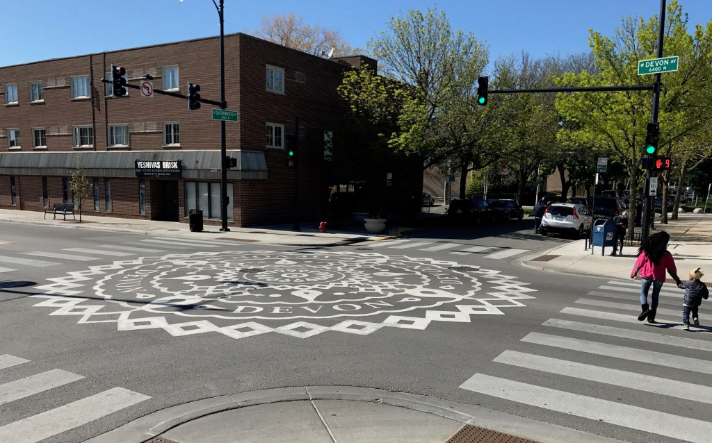 Colorful crosswalks coming to intersections by Rogers Park Metra stop