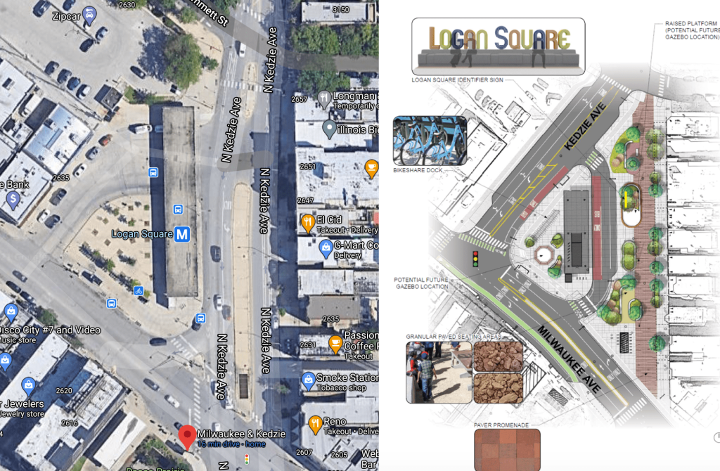 Check out the Latin American-influenced design for the new plaza by the Logan Blue stop
