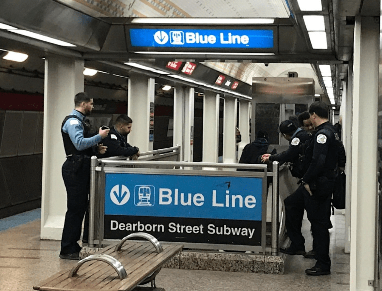 Police at the Jackson Blue Line station. Photo: John Greenfield