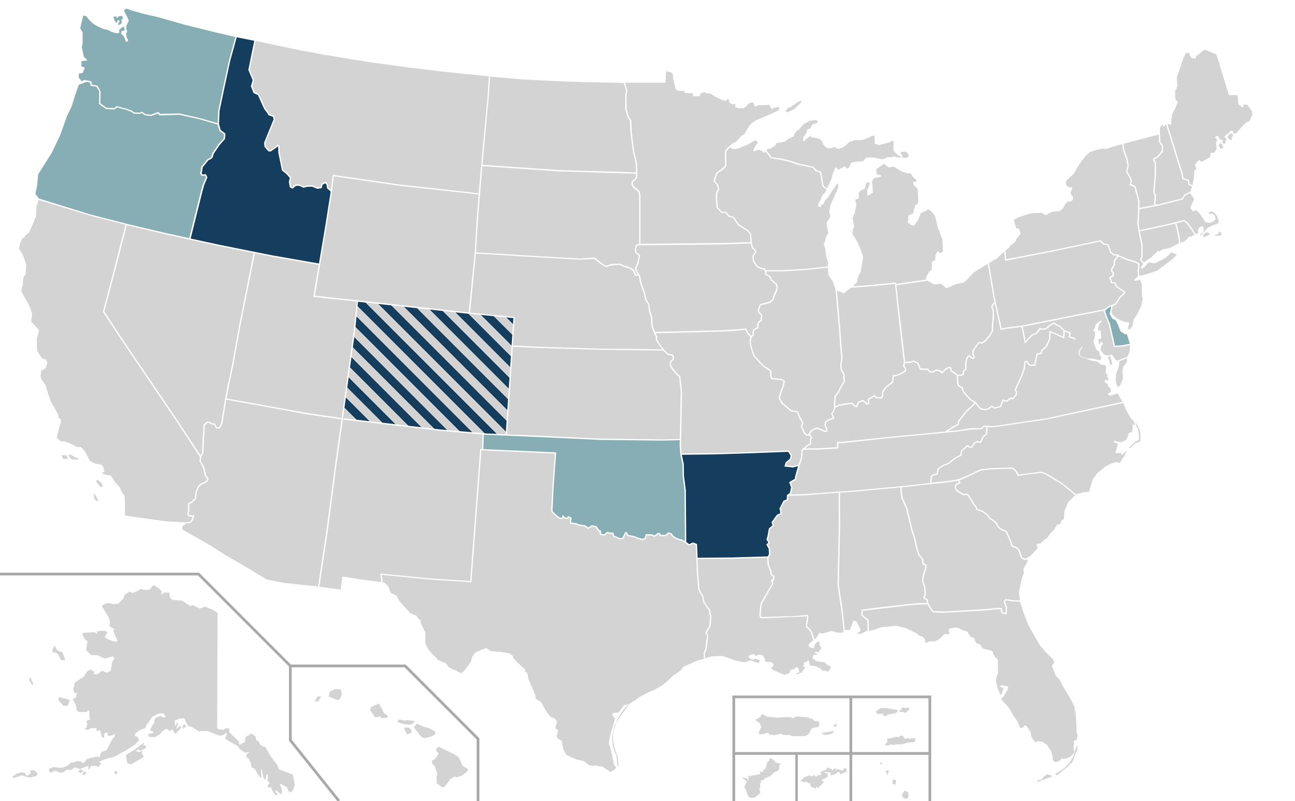 "Idaho Stop" laws in the United States as of April 2021: No specific law / not legal Stop sign as yield legal Stop sign as yield and red light as stop legal Stop sign as yield and red light as stop legal in certain jurisdictions