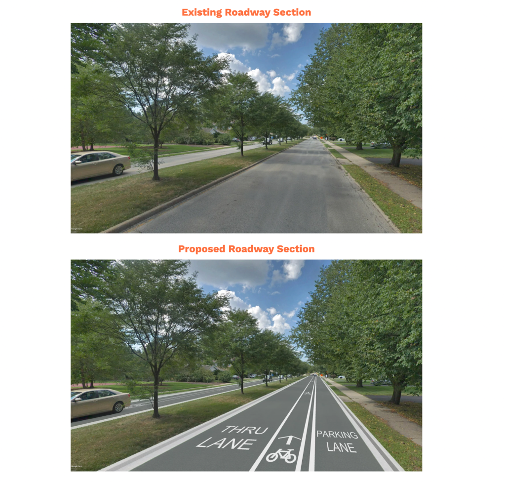 Skokie’s Crawford bike lanes, passing by 5-lane intersections, won’t be low-stress