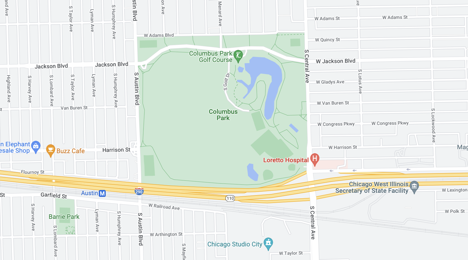 Motorists like to drive through the park to get to and from the Ike. Image: google Maps
