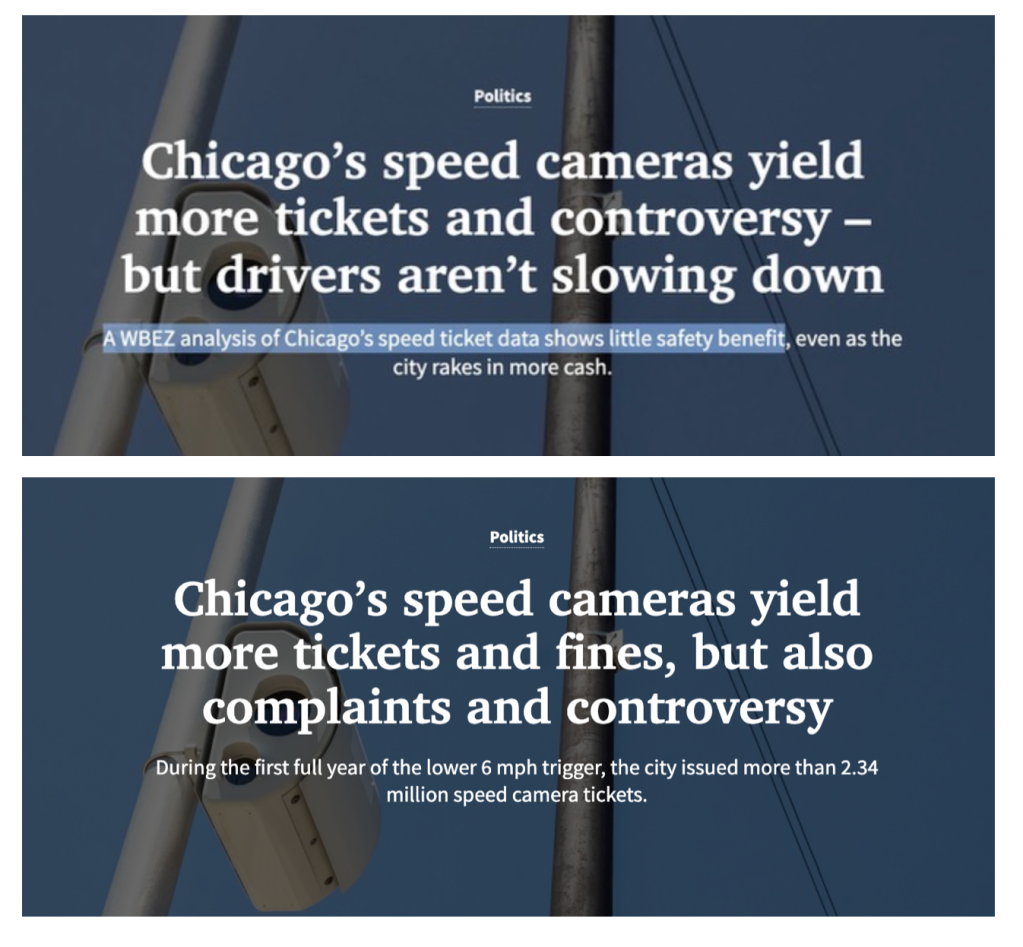 WBEZ retracts claim that speed cams “don’t slow down” drivers, have “little safety benefit”