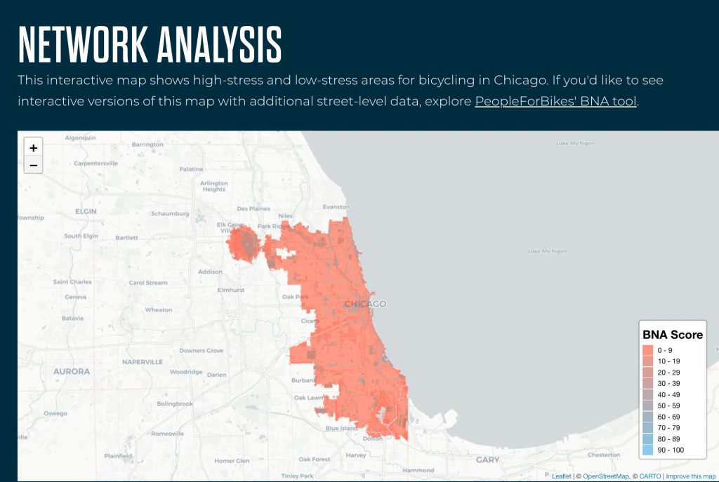 Once again, People for Bikes ranks more car-centric, less bikeable cities above Chicago