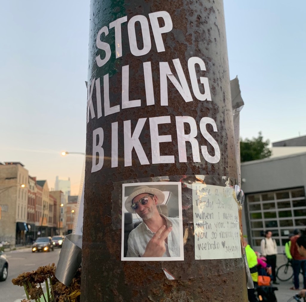 Over 100 people showed up to honor Sam Bell at ghost bike vigil on Milwaukee
