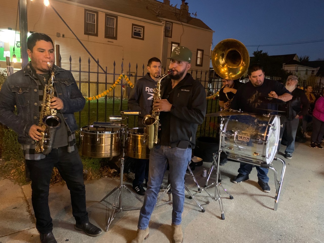 The brass band at the memorial. Photo: Sharon Hoyer