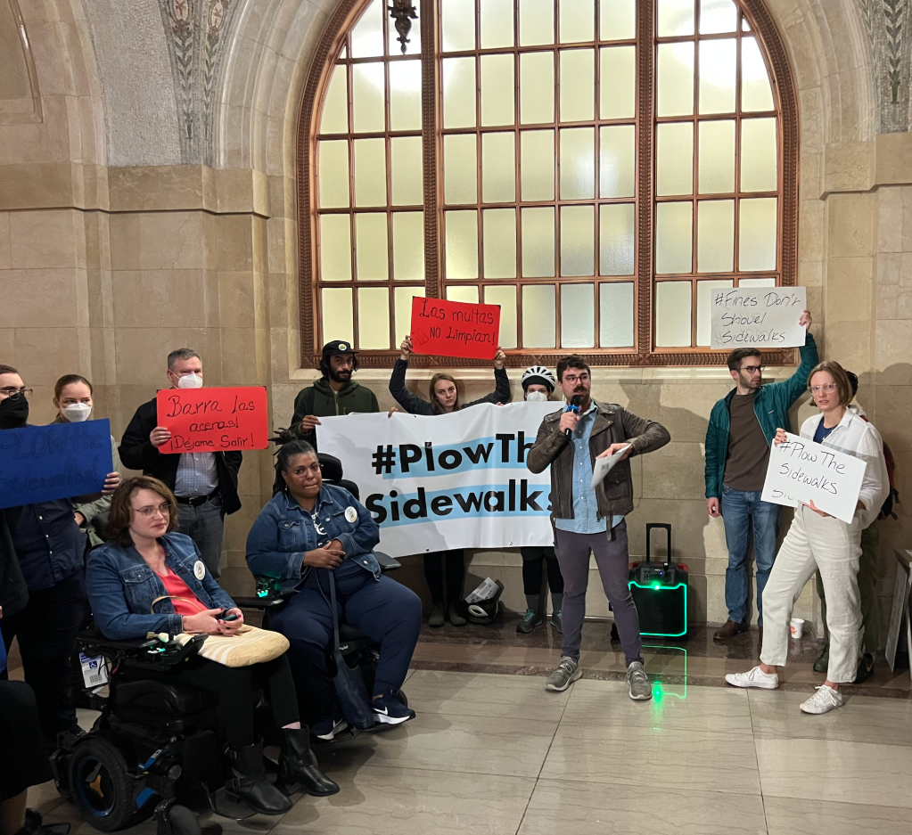 Advocating for a slush fund: Plow the Sidewalks rally takes over City Hall