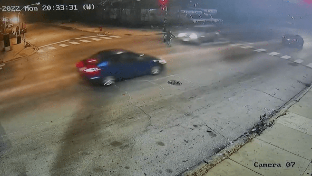 A security image of the moment before impact.