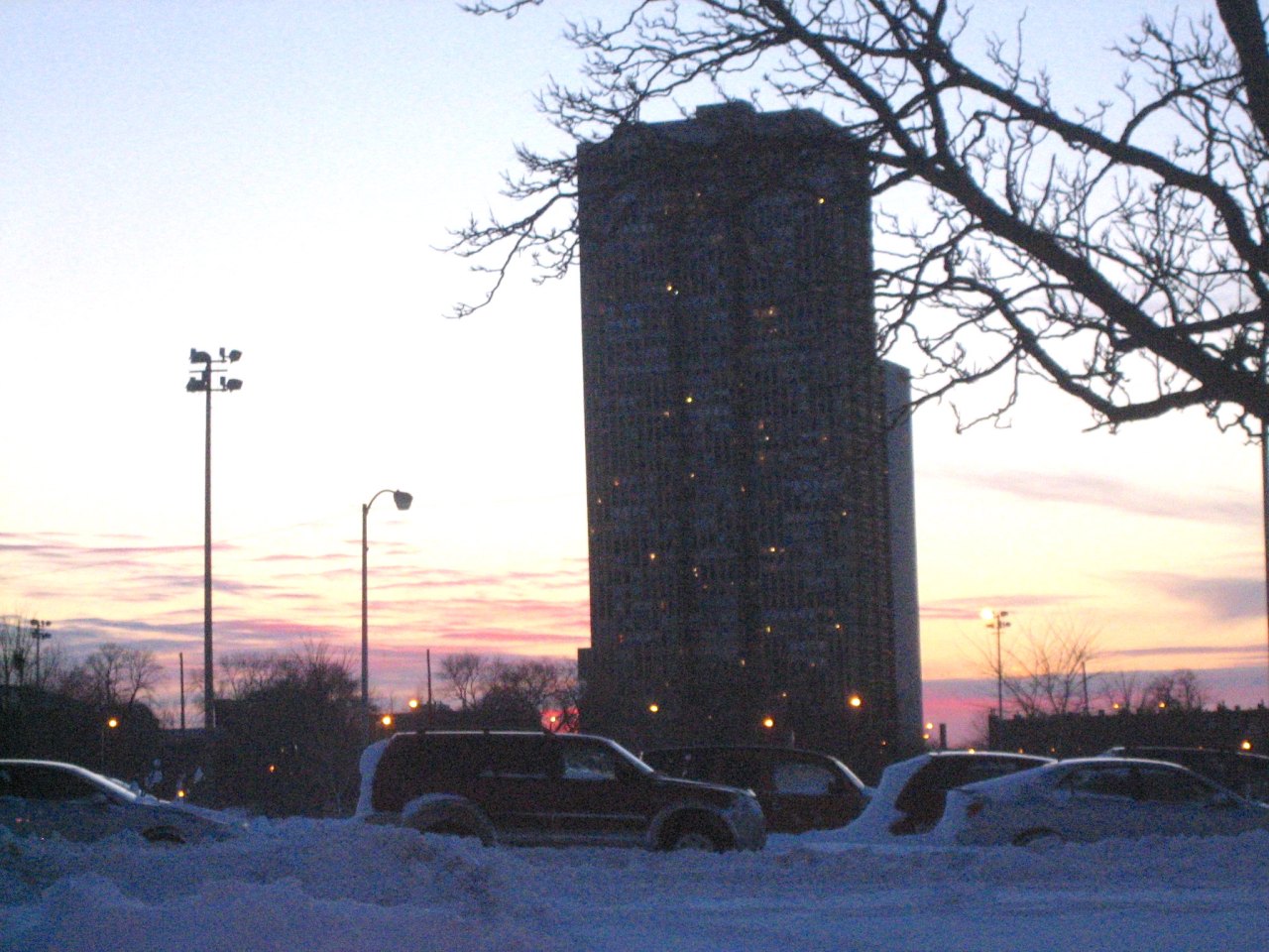 Vehicles abandoned on the drive after the February 2011 blizzard. Photo: John Greenfield