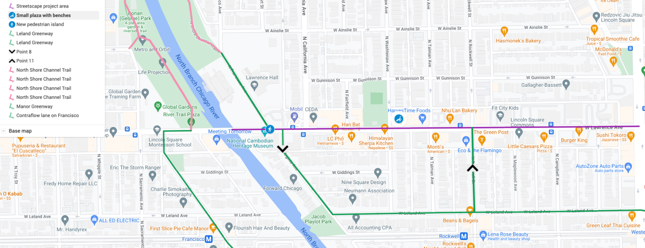 Map of the project area. Click to enlarge. Image: John Greenfield via Google Maps