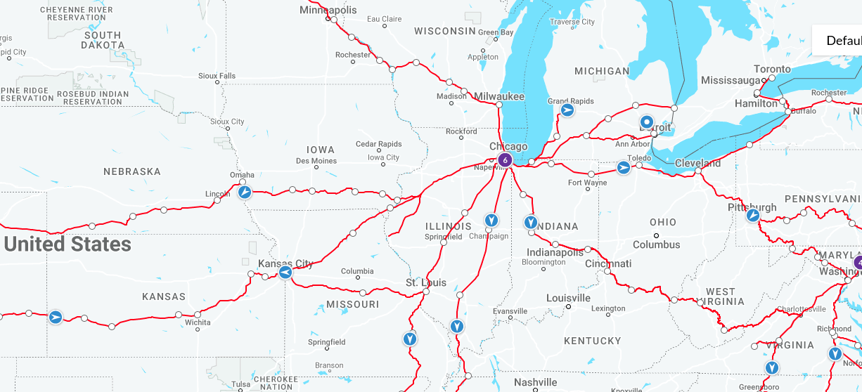 The Amtrak Train Tracker screen last week.