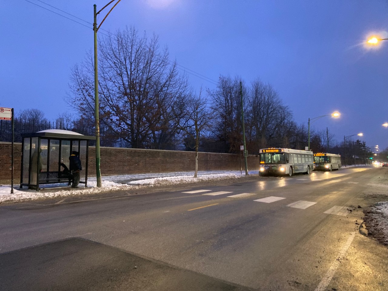 Waiting for the #22 Clark bus next to Graceland Cemetery on December 23. Photo: John Greenfield