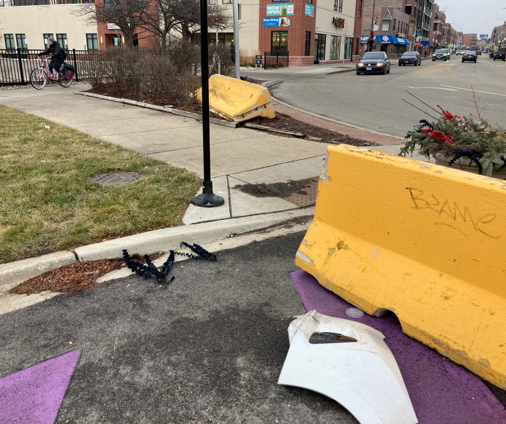 Yeesh! Drivers crashed into Ainslie Art Plaza (again!) and Manor Greenway island