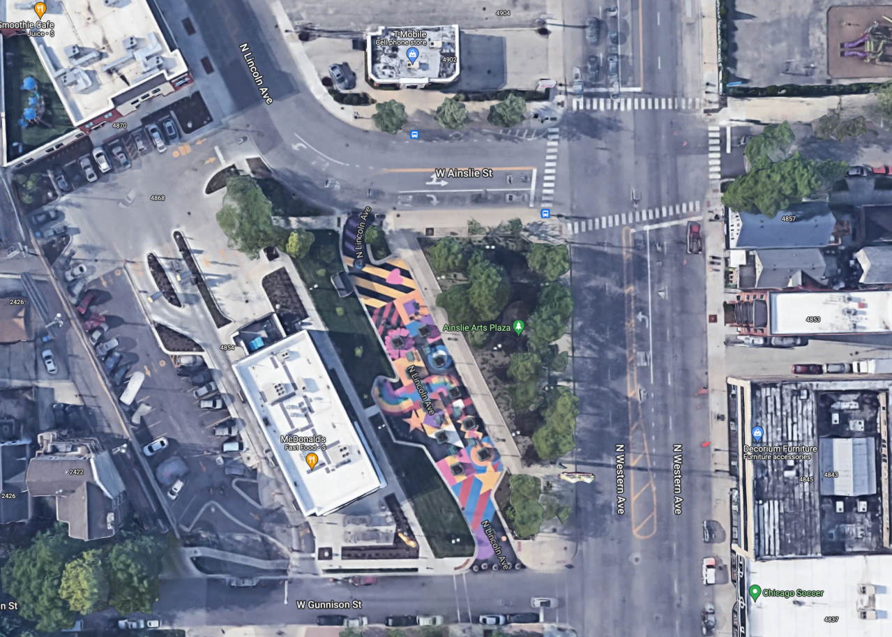 Aerial view of the Ainslie Arts Plaza. Image: Google Maps
