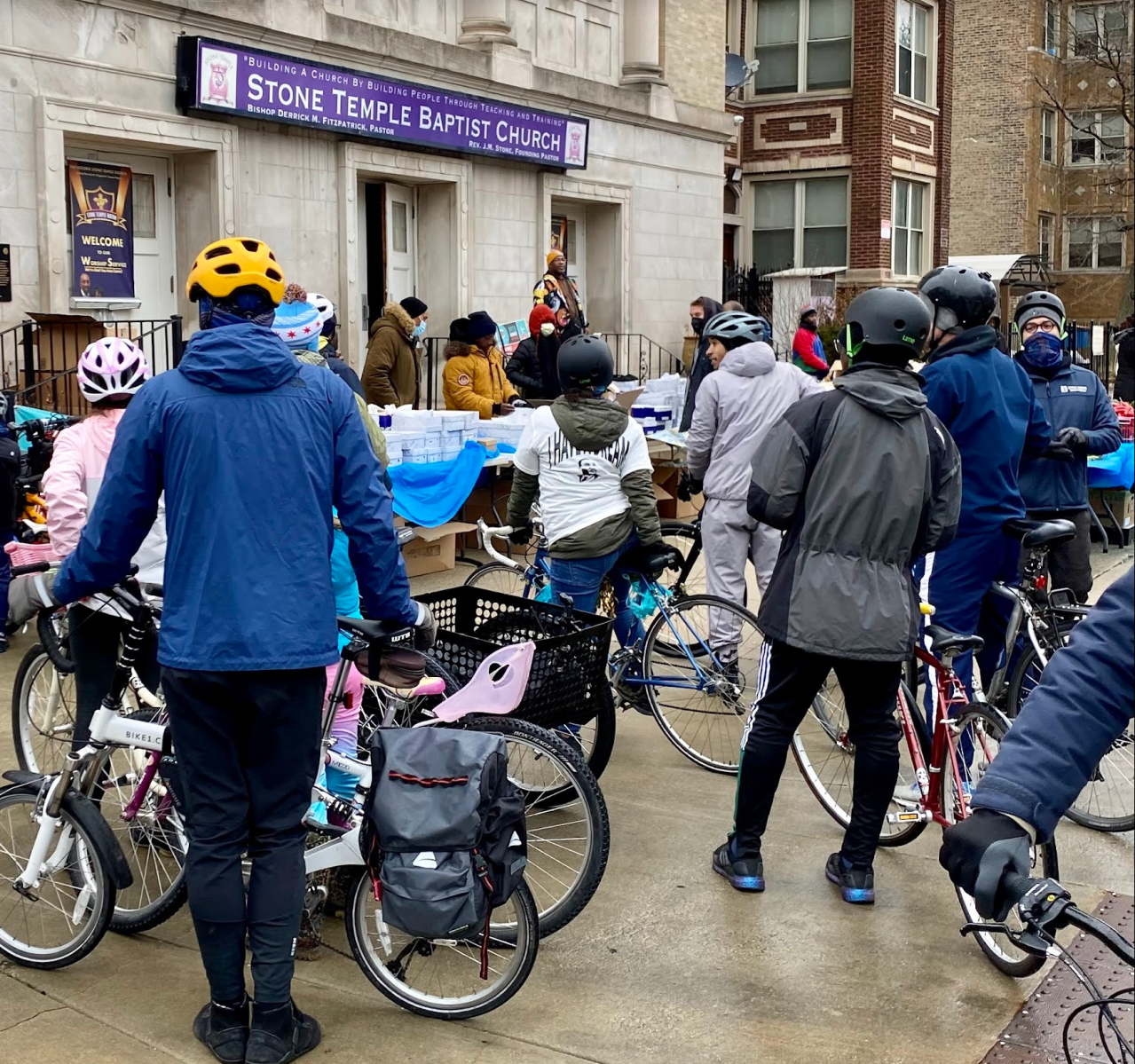 The ride in front of the Stone Temple Baptist Church. Photo: Ride Illinois